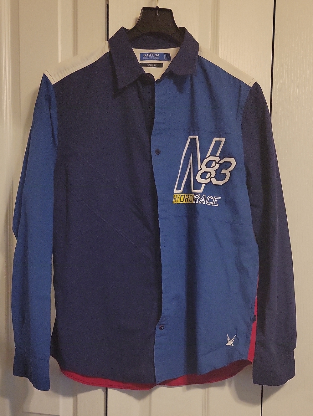 Vintage Nautica Men’s Blue Colorblock Hydrorace Button-Up Jacket Size Lg